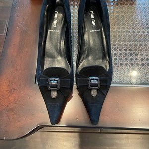 Miu Miu Black suede pointed toe pump